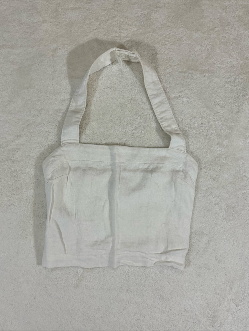 Abercrombie & Fitch Smocked Halter Top White Linen Blend XS